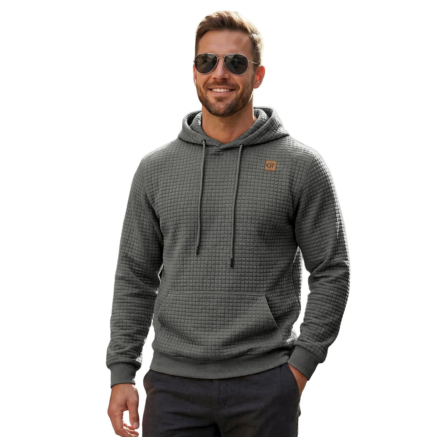 Mens Highly Elastic Jacquard Hooded Long-Sleeve Sweatshirt