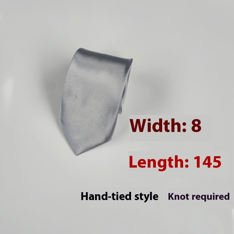 8cm Black Hand-tied Plain Suit Tie