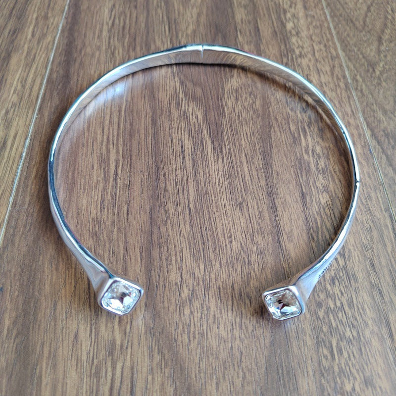 Personalized Geometric Square Womens Niche Design Chic Crystal Choker