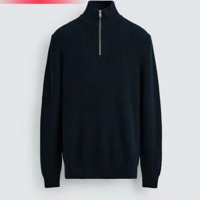 Mens Fashion Half-neck Cotton Knit Sweater