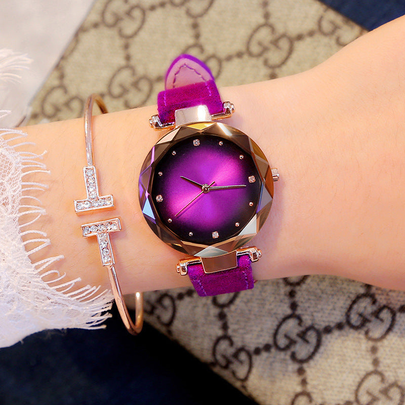 Fashionable Leather Belt Casual Colorful Womens Quartz Watch