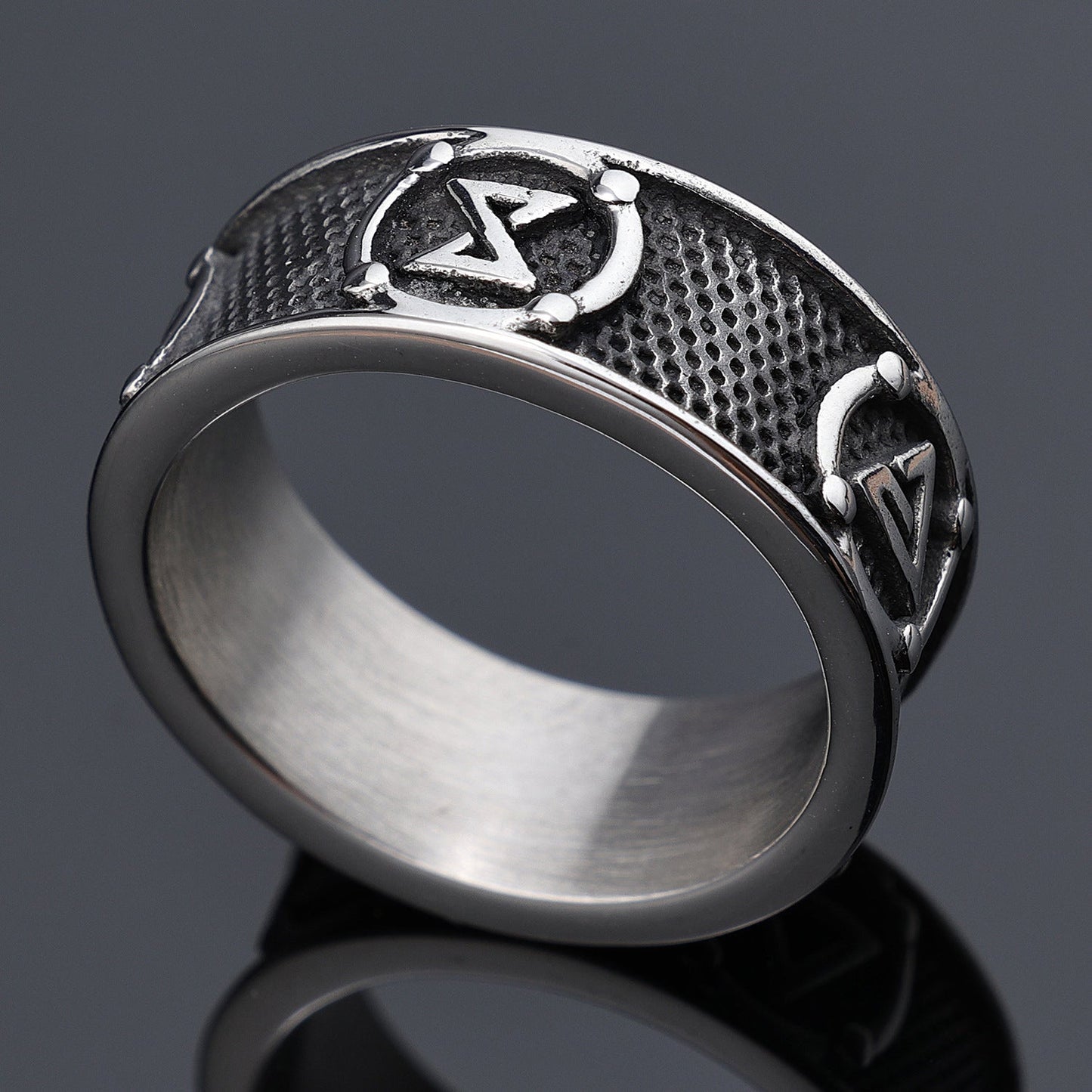 Retro-textured Personalized Stainless Steel Ring