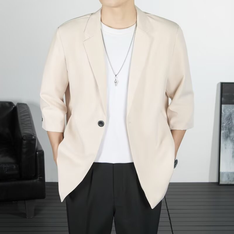 Five Quarter Sleeve Petite Blazer Hong Kong Style Trendy Brand Single Breasted Coat