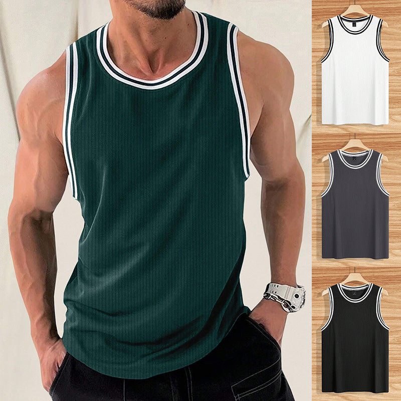 Knitted Vertical Stripes Fitness Sports Slim-fitting Vest