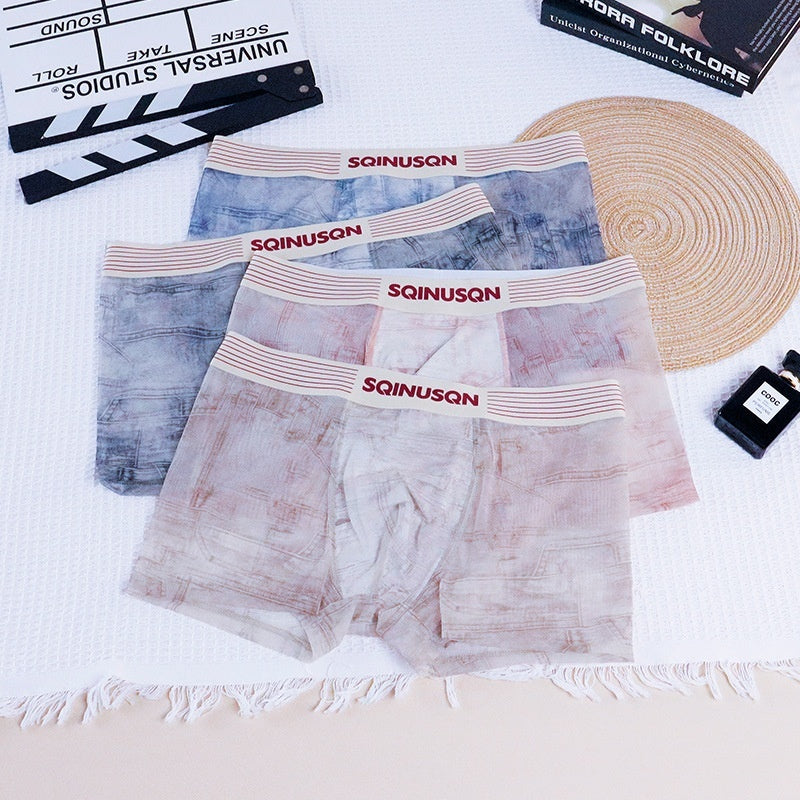 Mens Ice Silk Mesh Underwear Antibacterial And Breathable Boxer Briefs