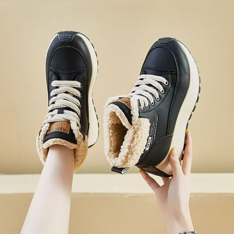 High-top Cotton Shoes With Thick Soles New Dad-style Kicks For Winter