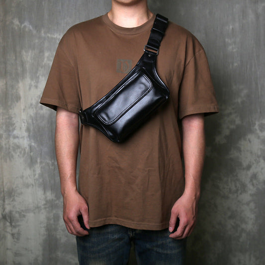 Single-Shoulder Crossbody Genuine Leather Chest BagWaist Bag Large Capacity Multi-Functional