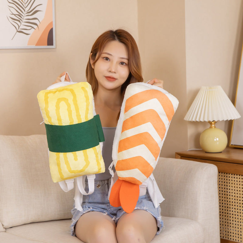 Shrimp Sushi Plush Toy Children Backpack Messenger Bag