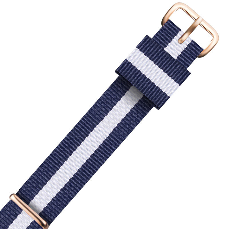 Nylon DW Watch Strap One Piece With Woven Loop And Striped Canvas Watch Band