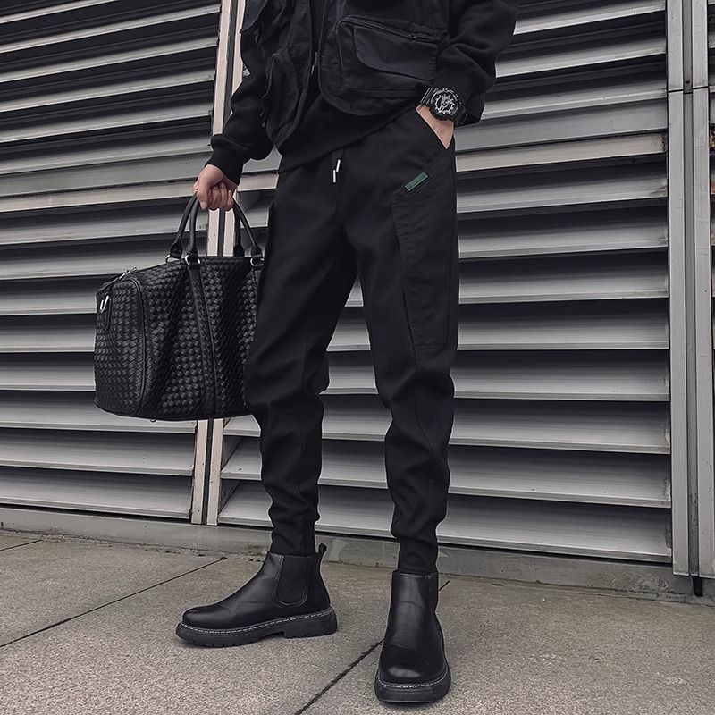 Mens Fleece-Lined Extra-Thick Slim-Fit Cargo Pants With Drawstring Hems