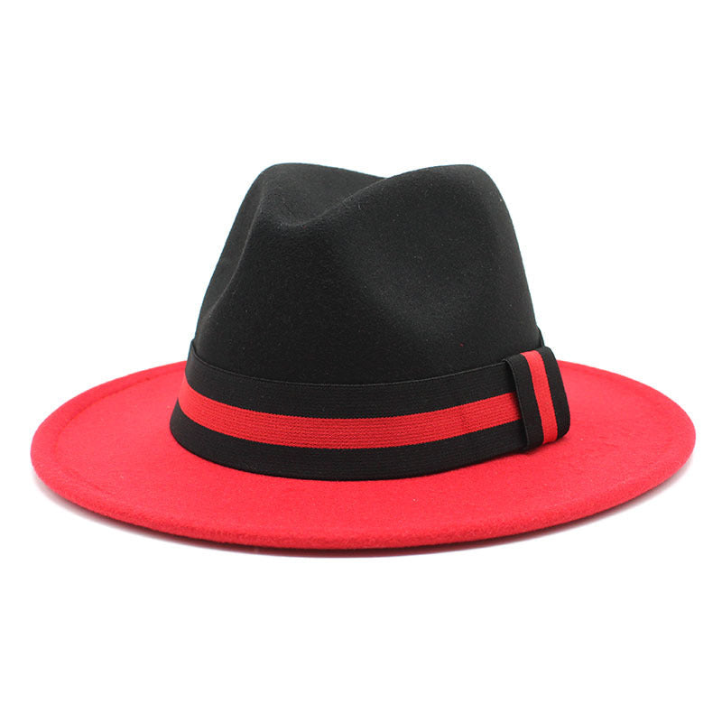 Fashionable Two-tone Patchwork Wool Top Hat