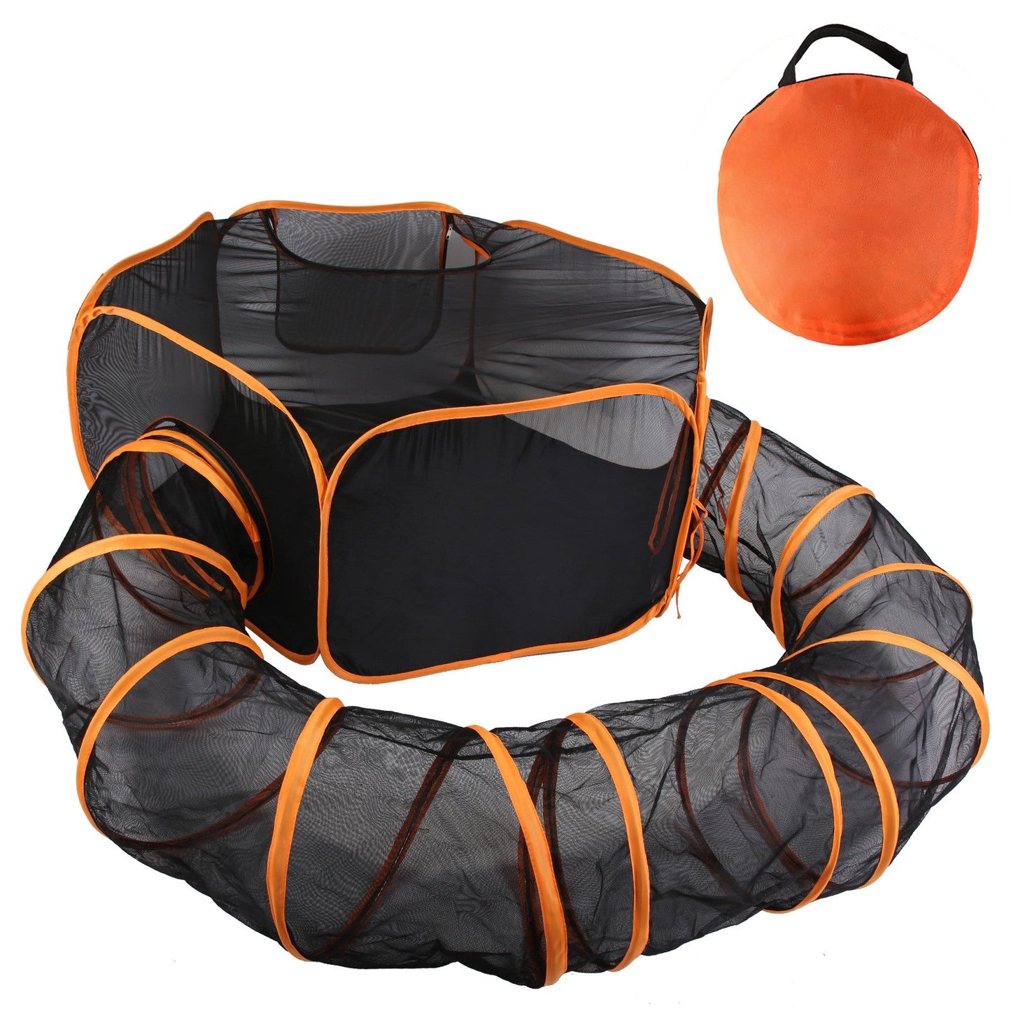 2-in-1 faltbares Haustier-Spielzelt mit Tunnel, Haustier-Käfigzelt, Haustiergehege, Spielplatz für drinnen und draußen mit Tragetasche für Hund, Katze, Kaninchen