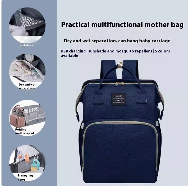 Multifunctional Folding Crib Large Capacity Backpack