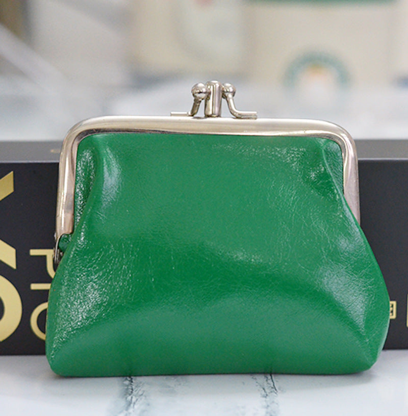 Retro Double-Layer Compact Oil Wax Leather Wallet