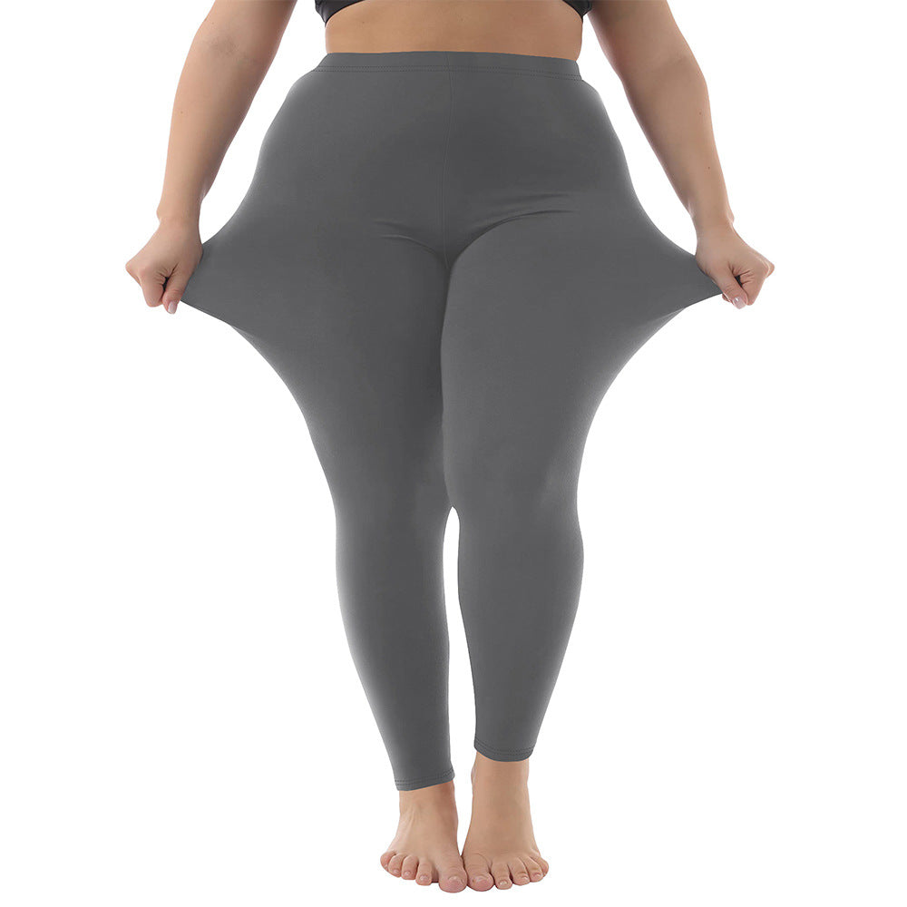 Nine Points High Elastic Solid Color Spring And Autumn Leggings Plus Size