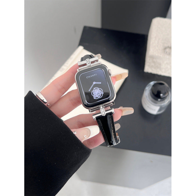 Diamond-embellished Leather Watch Strap