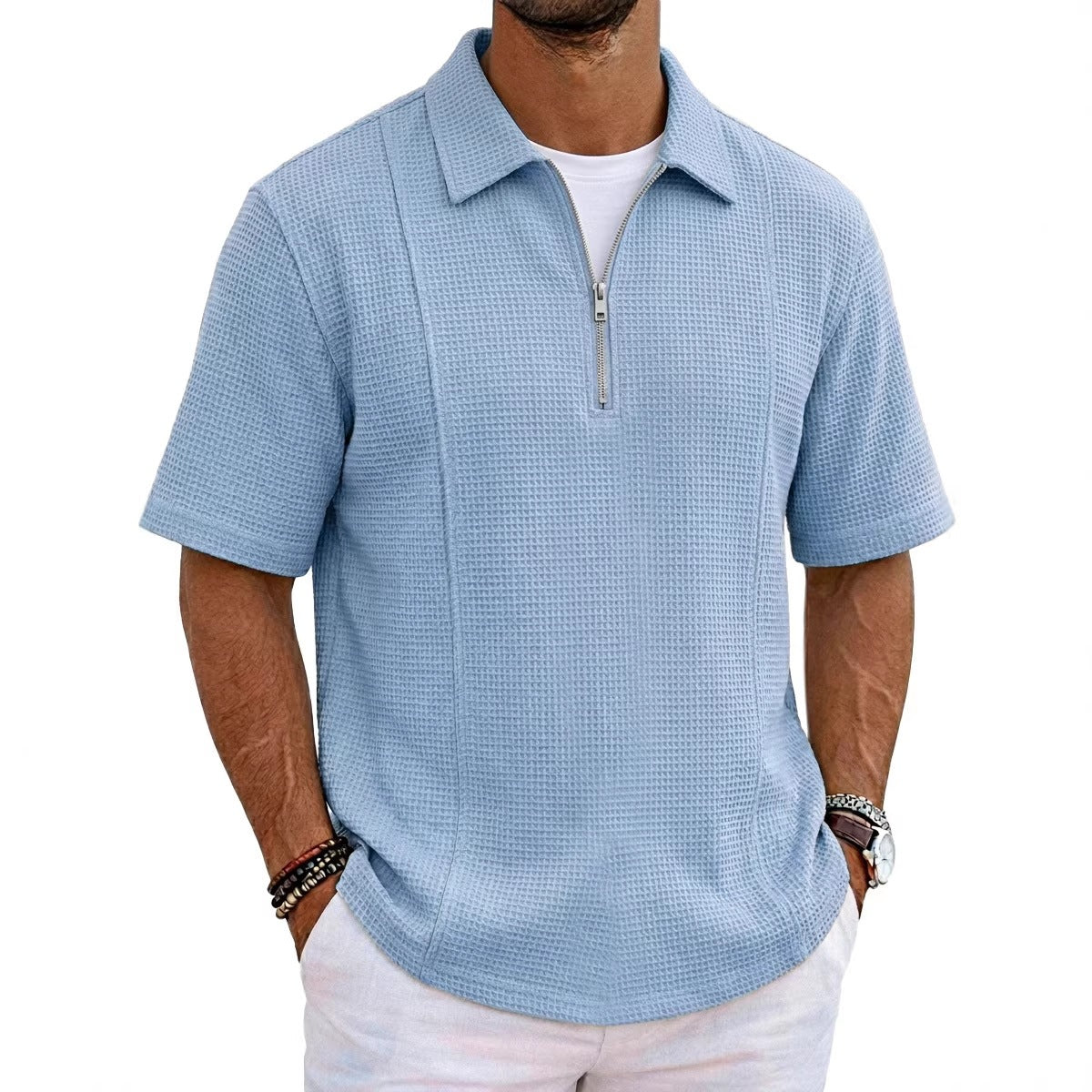 Sports-style Boat-neck Half-zip Polo Shirt