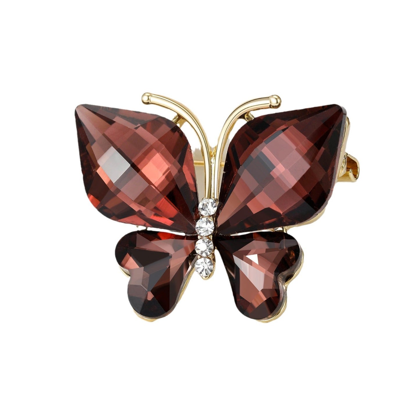 Fashionable Diamond-Encrusted Small Crystal Glass Butterfly Brooch