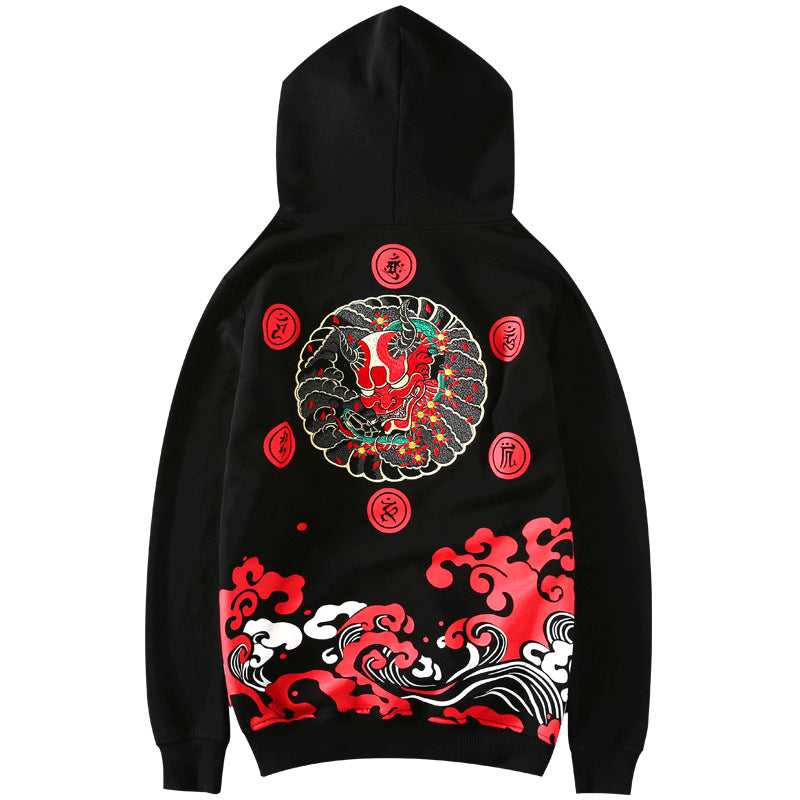 KH9060 Roter Dämon Stickerei Hoodie