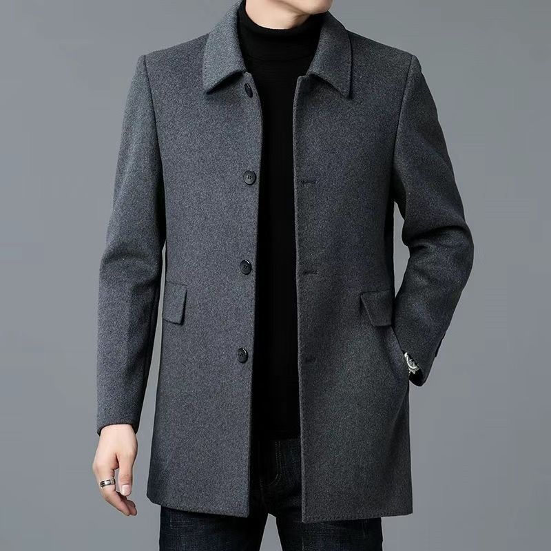 Men's Mid-length Double-sided Four-season Lapel Woolen Coat