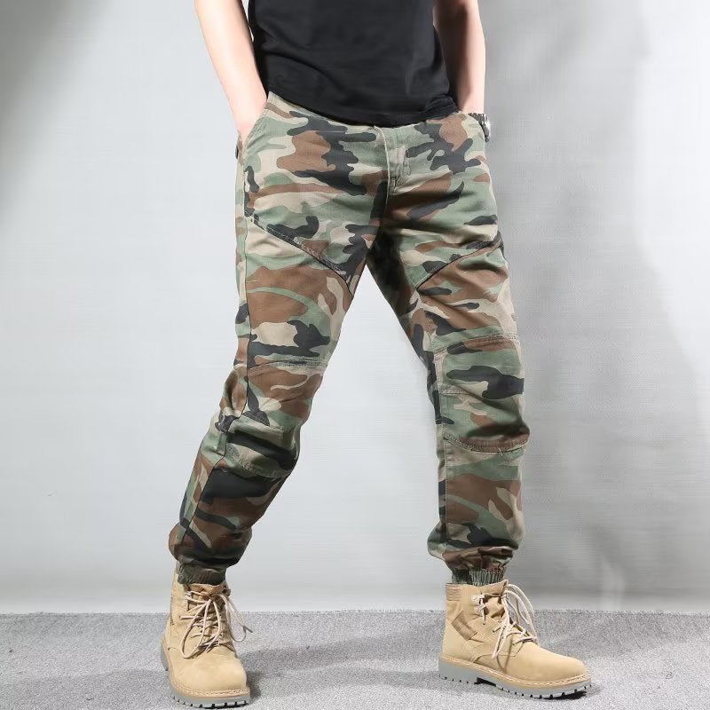 Mens Japanese-Style Retro Camo Ankle-Fit Pants