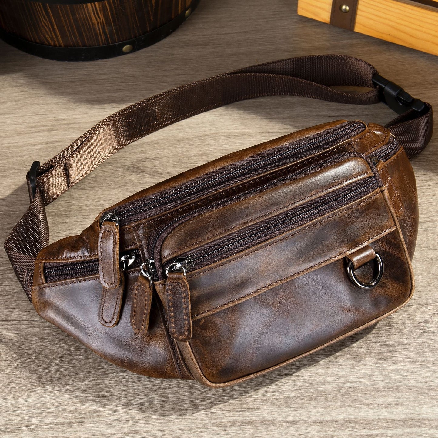 High-end Full-grain Leather Chest Bag