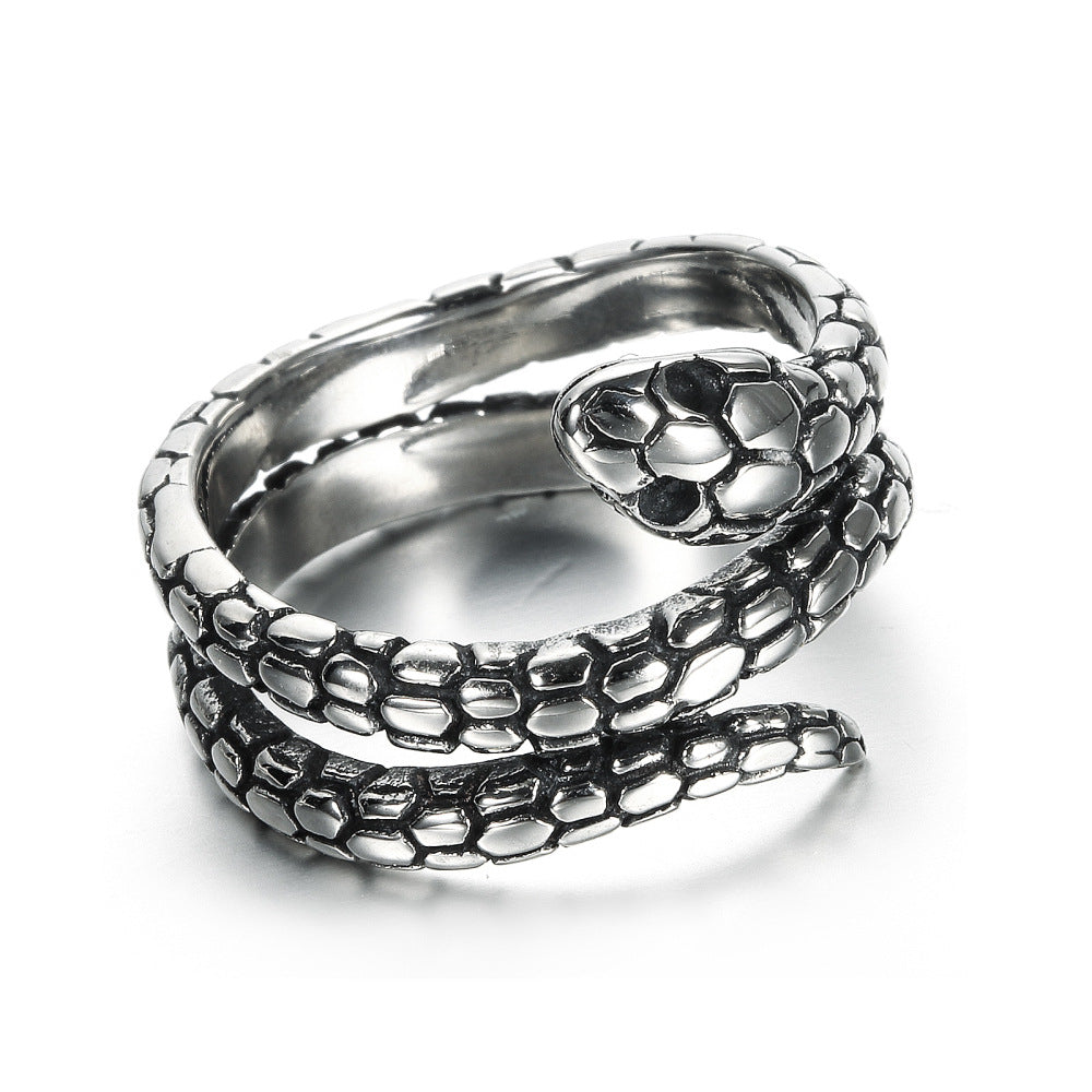 Mens Stainless Steel Animal Snake Ring