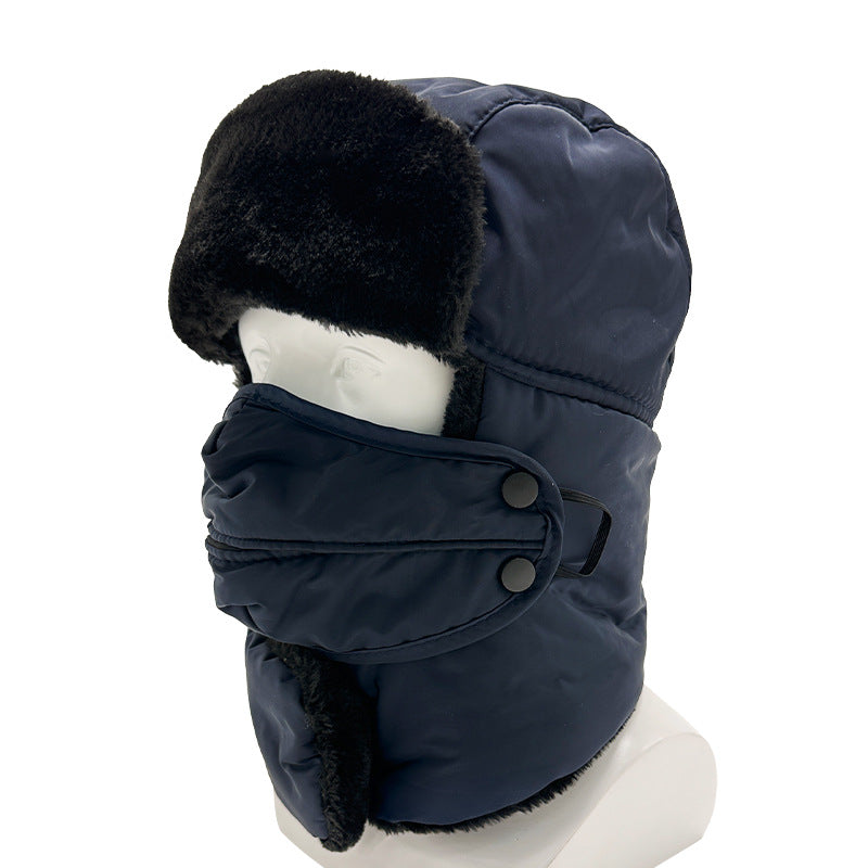 Windproof And Cold-resistant Solid-color Lei Feng Hat With Thickened Fleece For Ear Protection