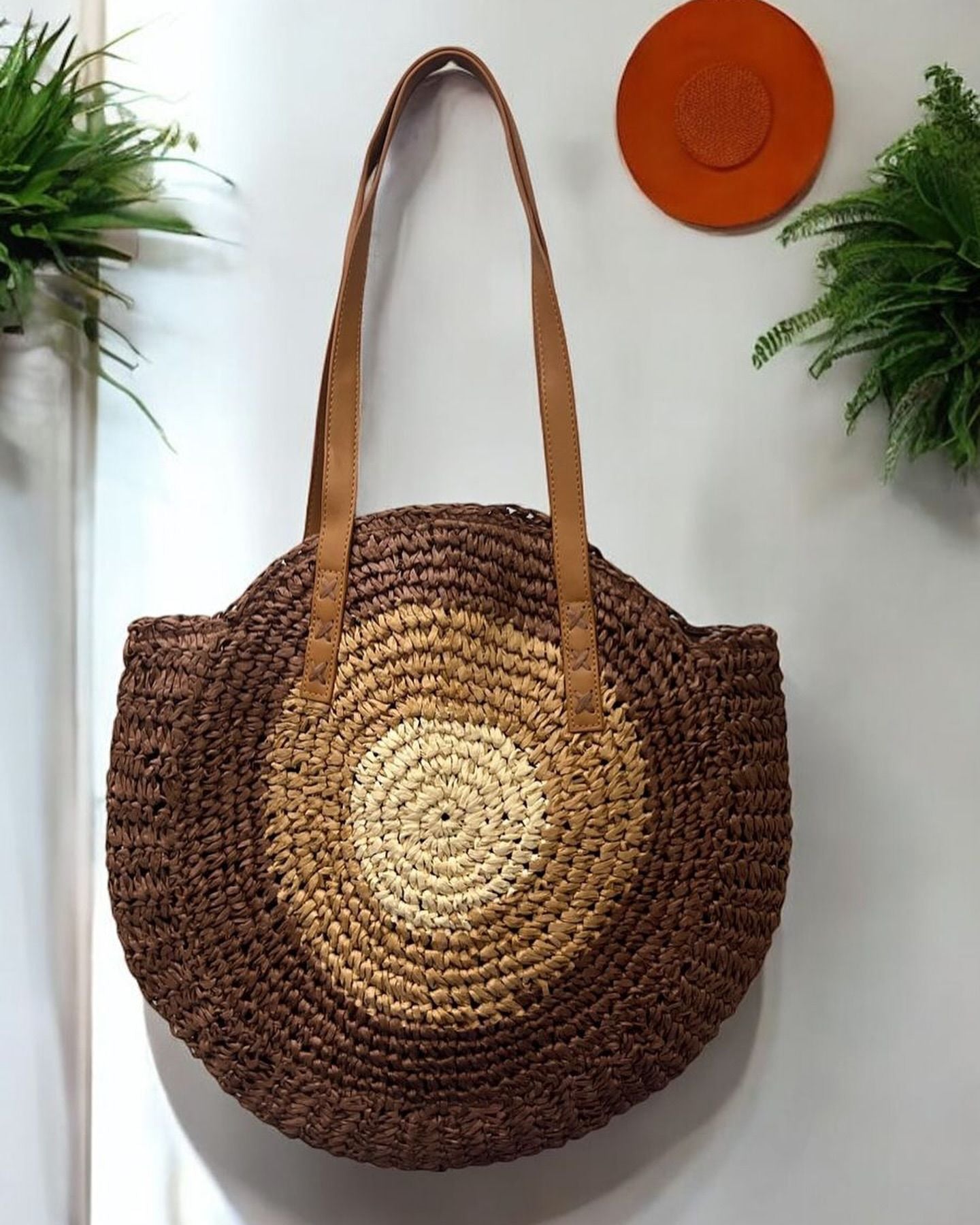 Round Straw Bag Fashionable Womens Shoulder