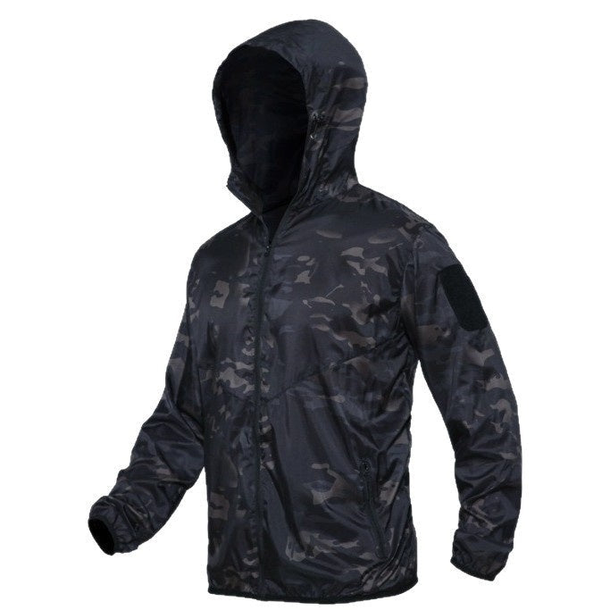 Quick-drying Camouflage Skin Suit Tactical Hooded Outdoor Windbreaker With Breathable Design