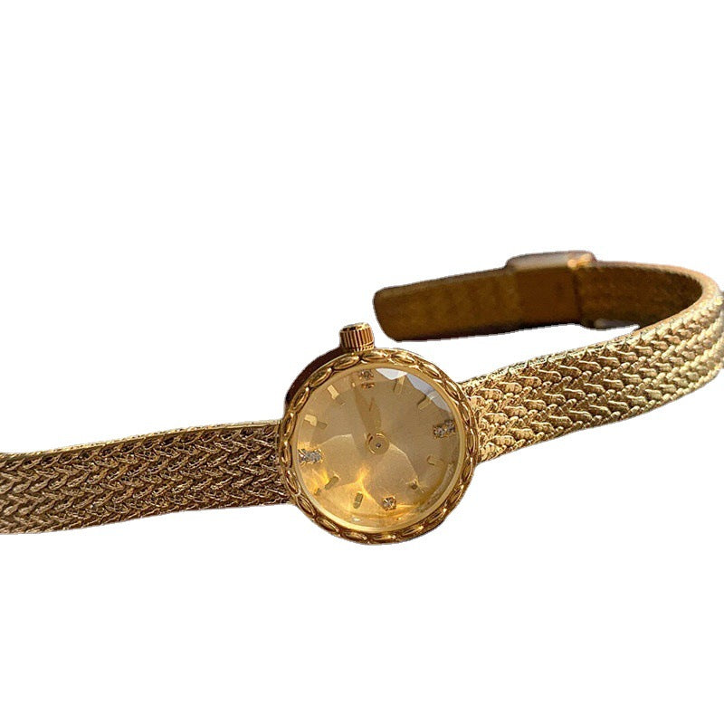 Vintage Square Watch For Women A Dainty Mini Square Design With A Wheat-sheaf Motif
