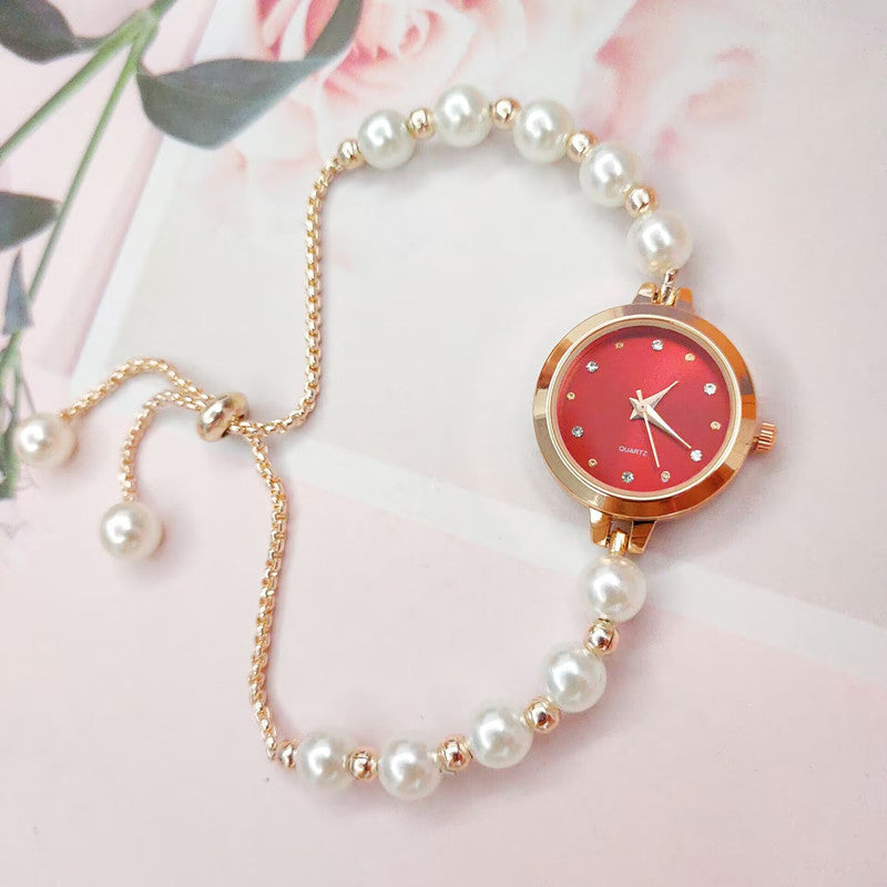 New Pearl Bracelet Watch Womens Quartz Watch