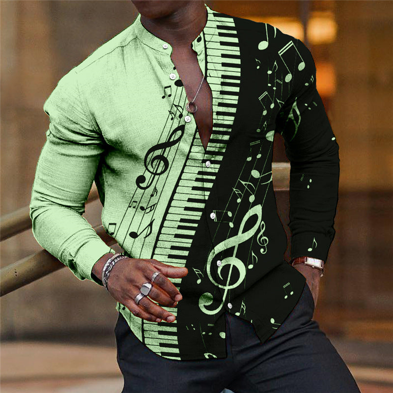 Mens Breathable Long-sleeve Printed Shirt
