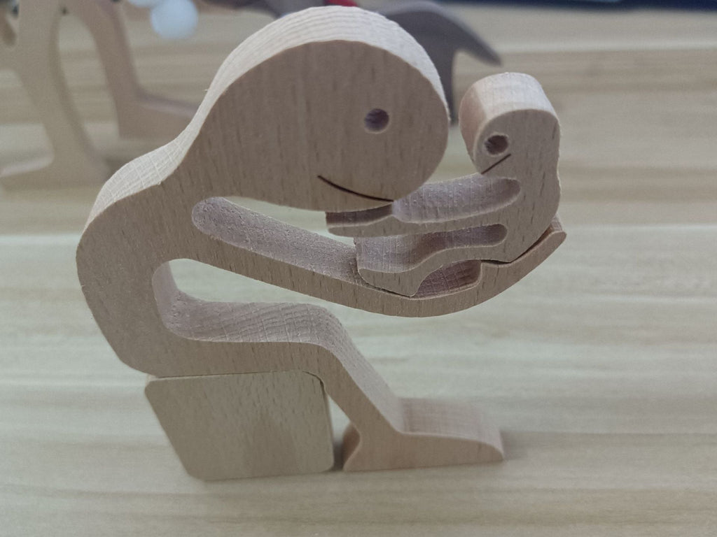 DIY Wooden Dog Figurine Sculpture Home Decor
