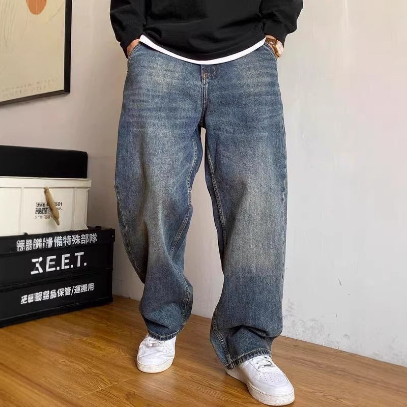 American-style Casual High-end Heavyweight Washed Vintage Jeans For Spring And Autumn