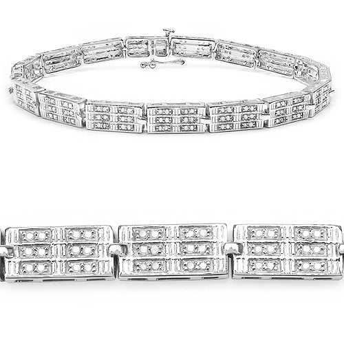 Bracelet en argent sterling .925 plaqué or blanc 14K, diamant blanc véritable de 1,16 carat