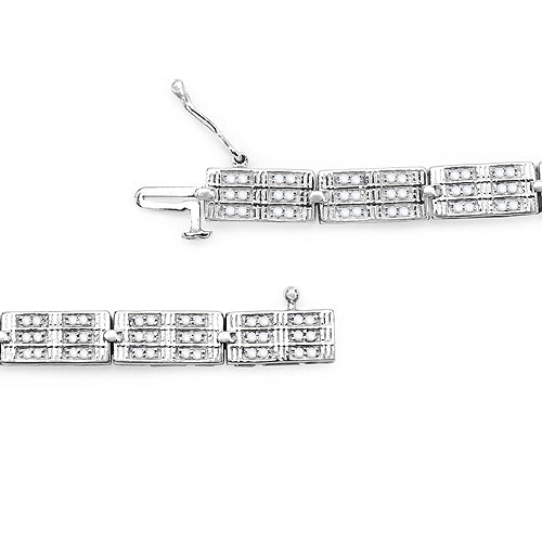 Bracelet en argent sterling .925 plaqué or blanc 14K, diamant blanc véritable de 1,16 carat