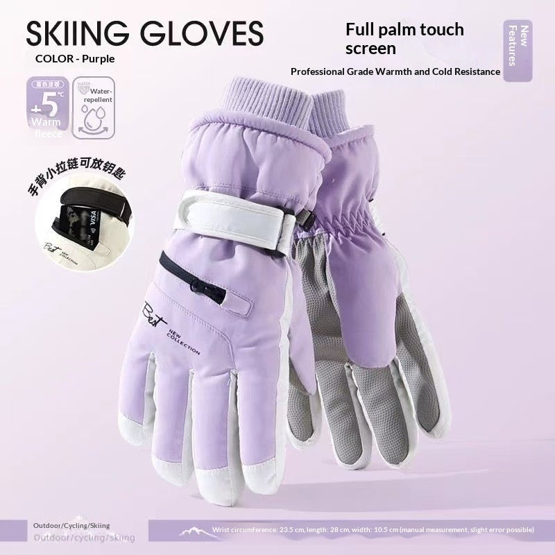 Womens Fleece-Lined Cold-Weather Five-Finger Cycling Gloves