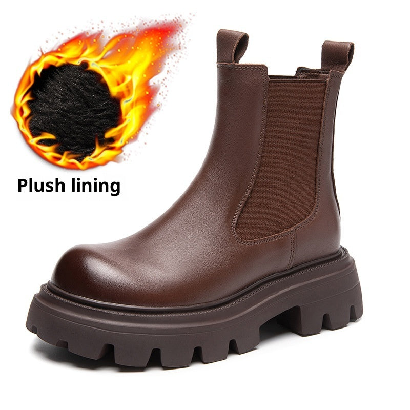 Women's Leather Thick-soled Leather Martin Boots