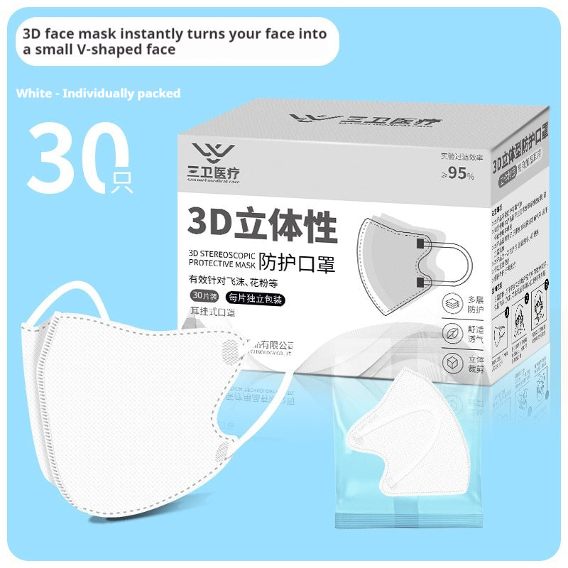 Summer Thin Cute V Face Ins Style Independent 3D Three-dimensional Mask 30 PCs