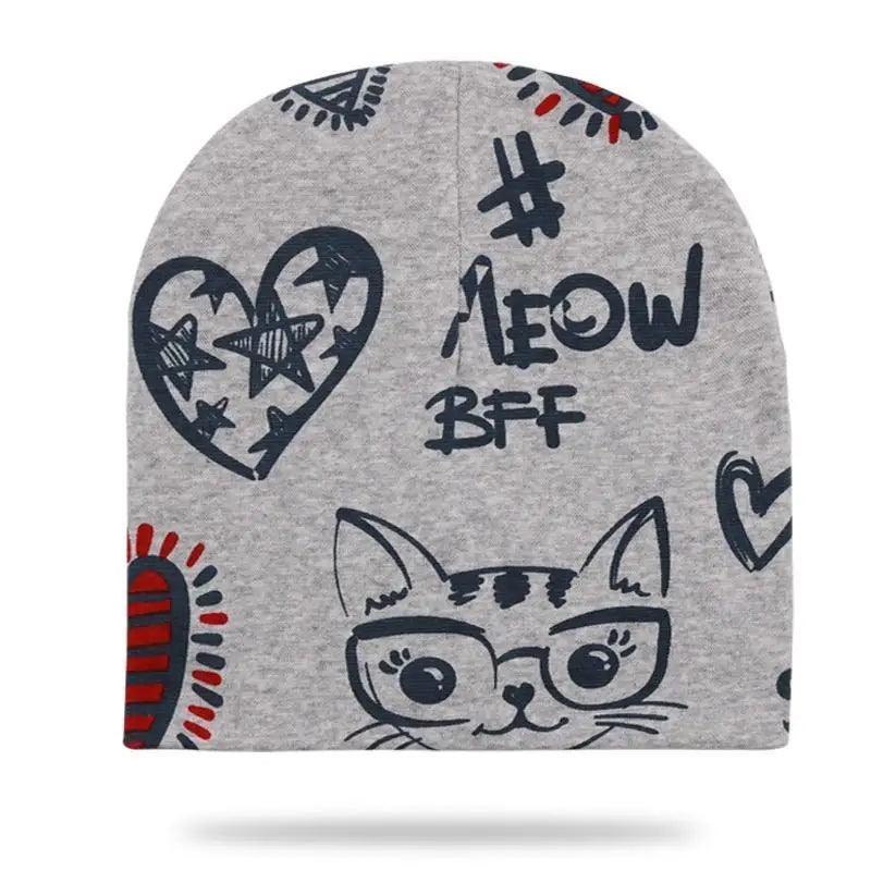 Baby Knit Cotton Cartoon Printed Baby Caps For Boys And Girls For Autumn And Winter Soft And Warm Cap