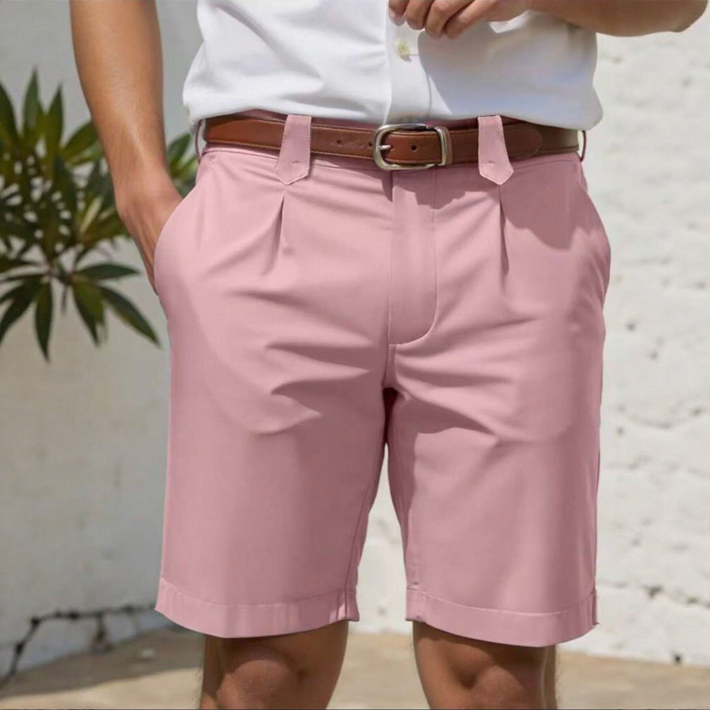 Business-Casual Slim-Fit Straight-Leg Shorts For Men
