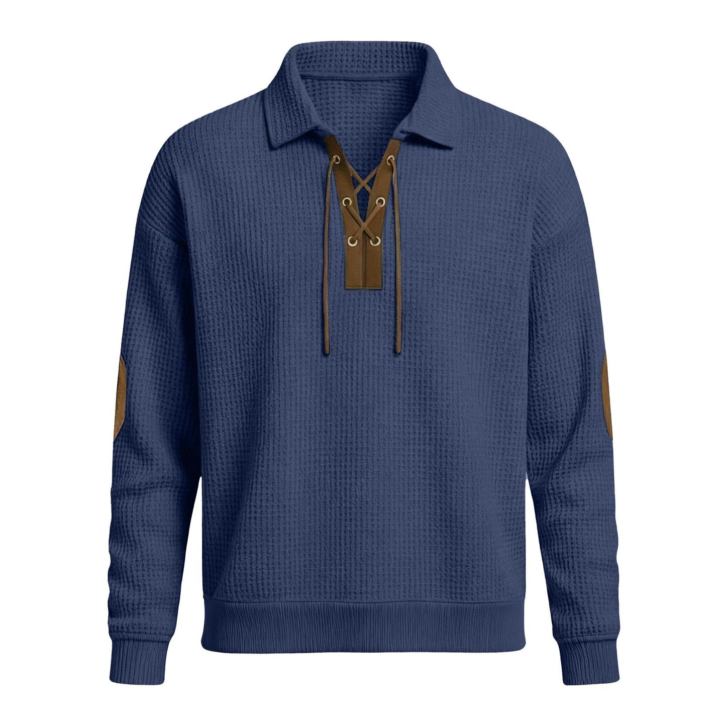 Mens Fashion Solid-Color Long-Sleeve Loose-Fit Sweatshirt