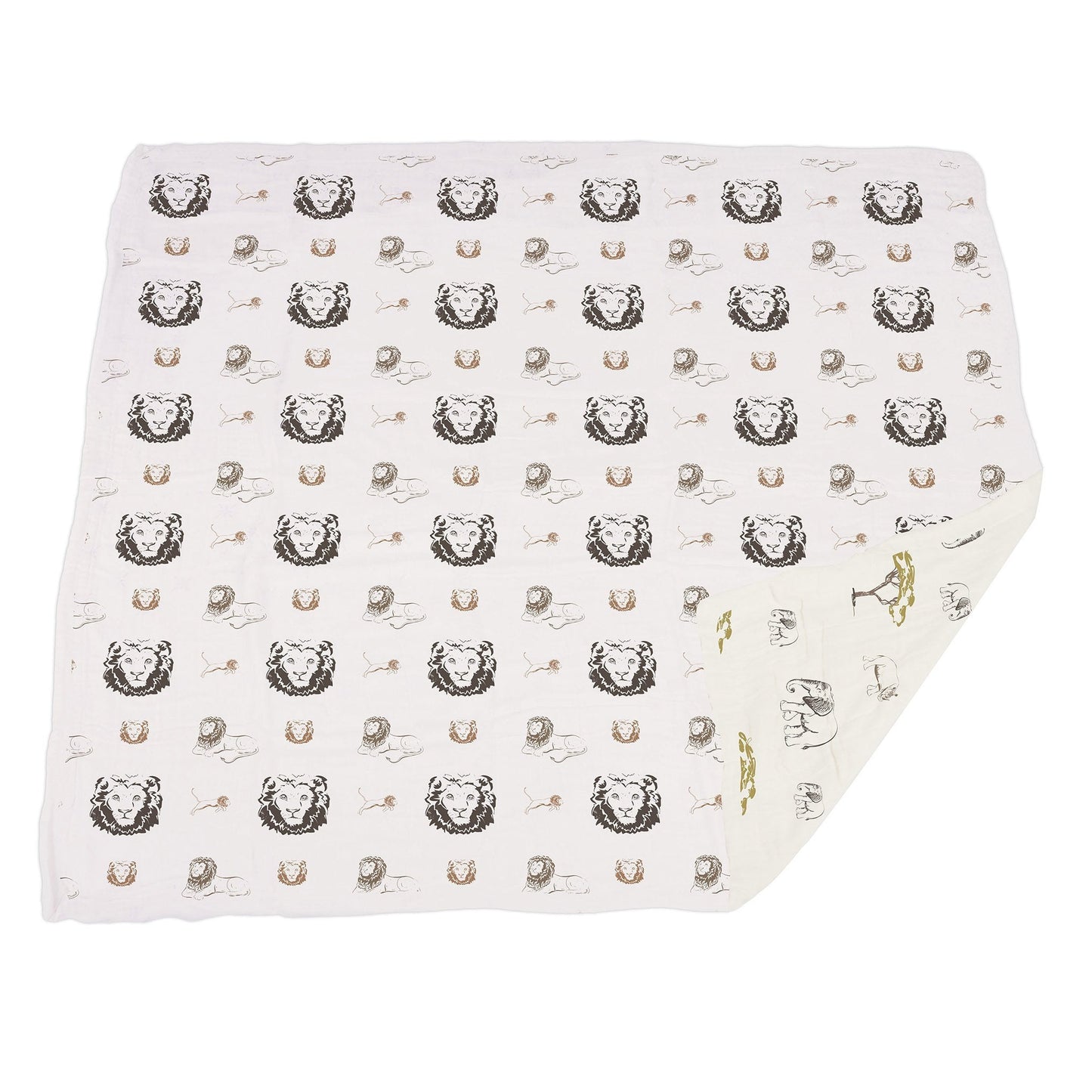 Bamboo Muslin Baby Blanket Lion Rhino Elephant Swaddle
