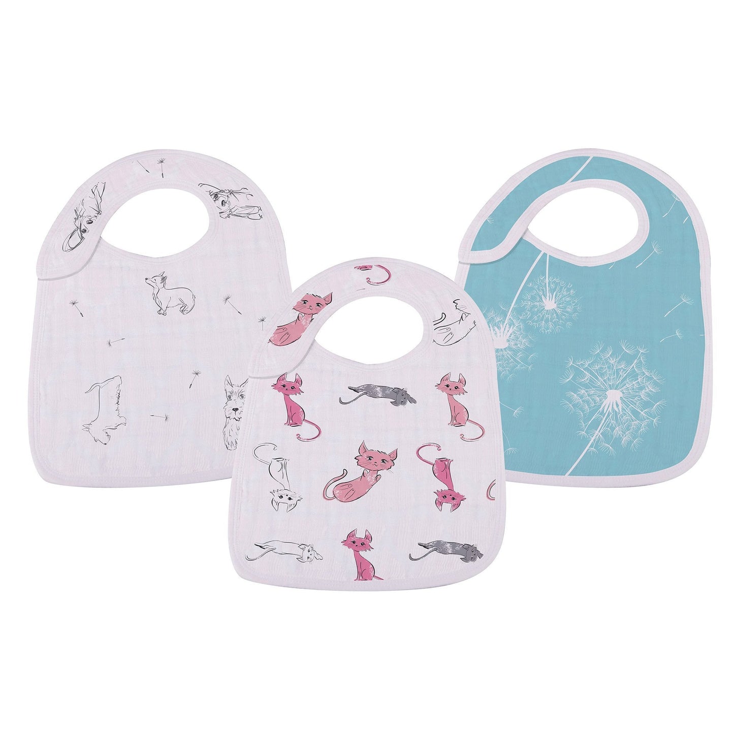 Lot de 3 bavoirs bandana en mousseline de bambou pour bébé à imprimé Pissenlit