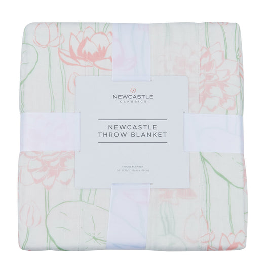 Bamboo Muslin Throw Blanket Water Lily Lightweight 50x70