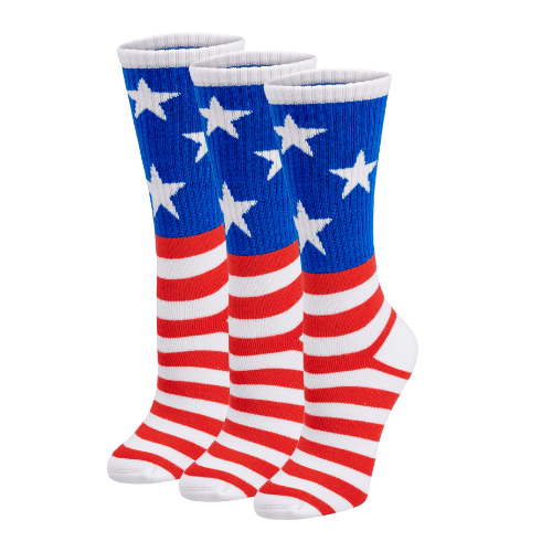 Bambus-Sportsocken Rot Weiß Blau Premium Bambus Viskose Crew Arbeitssocken – Feuchtigkeitsableitend, Geruchsbeseitigend Rot, Weiß und Blau Amerikanische Flagge 4. Juli Socken für Herren und Damen Geschenkbox 3 Paar