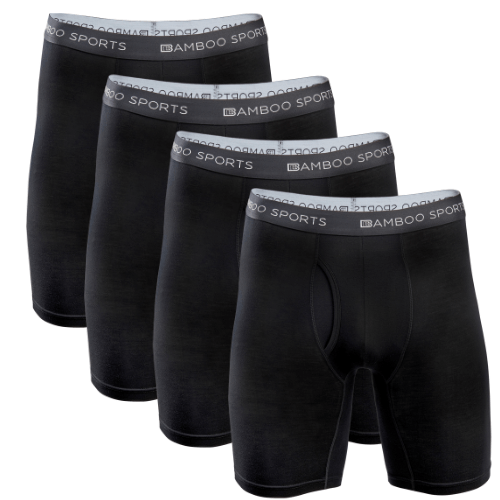 Caleçons boxeurs en rayonne de bambou pour hommes, entrejambe de 6 po - Paquet de 4
