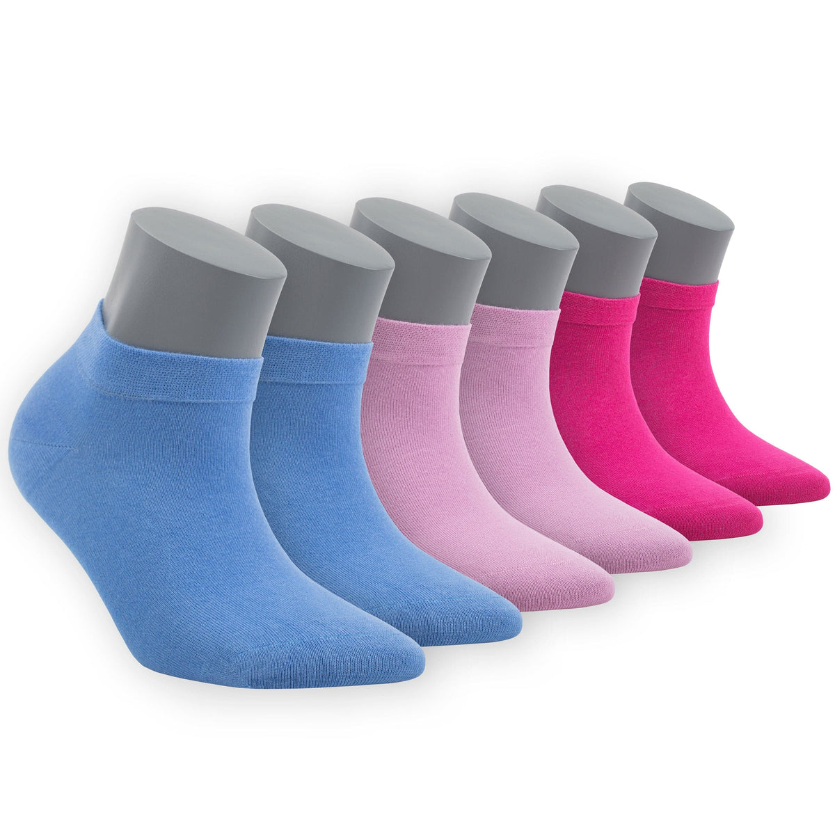 Women’s Bamboo Ankle Socks 6-Pack, Blue, Pink & Magenta