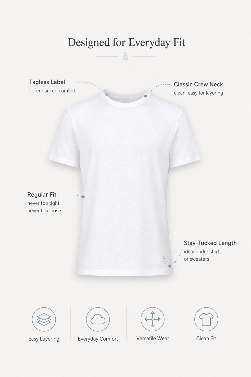 T-shirts de corps ras du cou en bambou pour hommes (lot de 3)